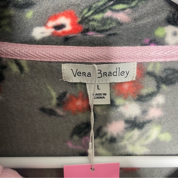 Vera Bradley Sporty Fleece Pullover Hope Blooms L Snap Up Gray Floral New - Picture 6 of 8